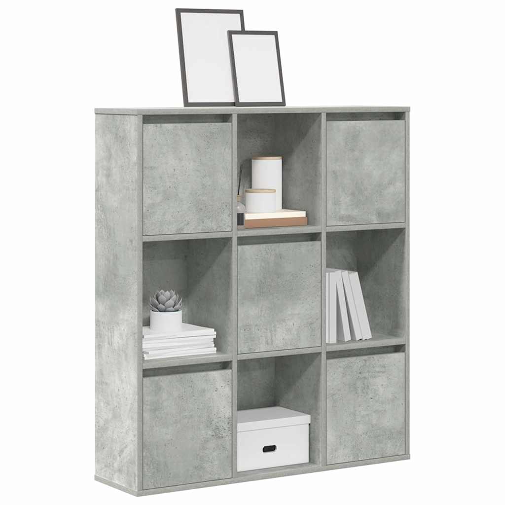 betonszürke szerelt fa könyvespolc 89x24x101,5 cm