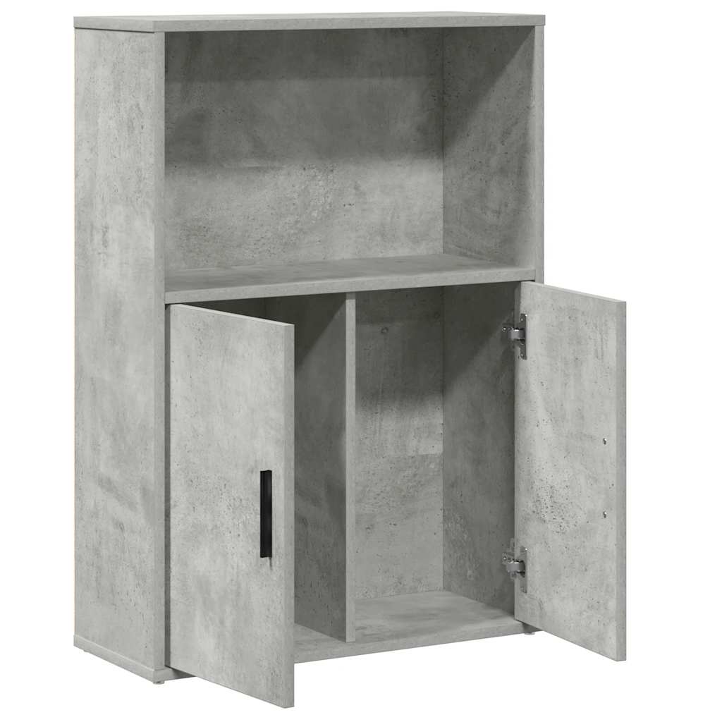 betonszürke szerelt fa könyvespolc 60x24x85 cm