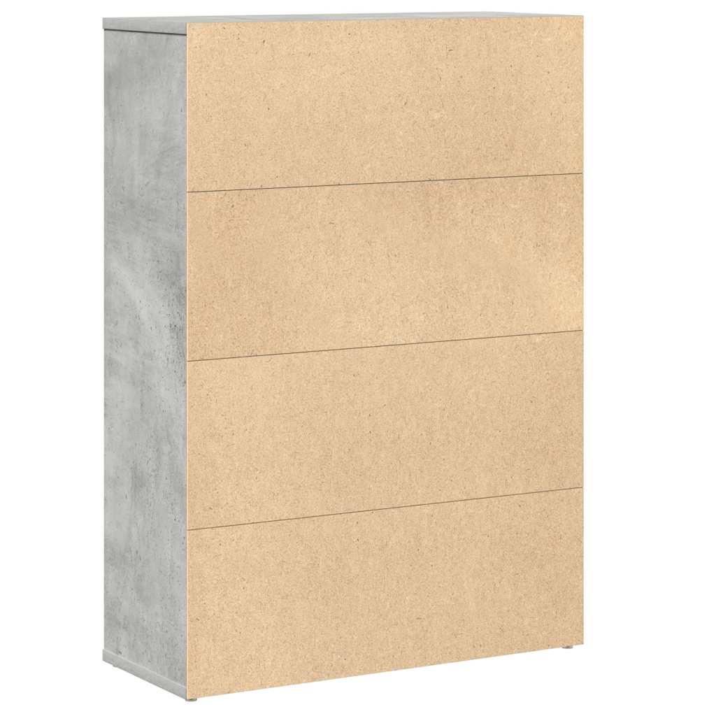 betonszürke szerelt fa könyvespolc 60x24x85 cm