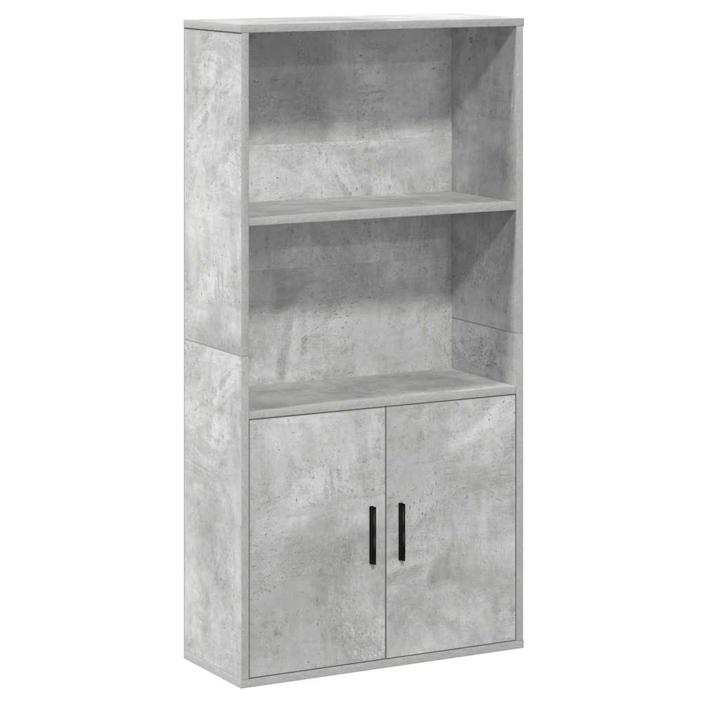 betonszürke szerelt fa könyvespolc 60x24x120 cm