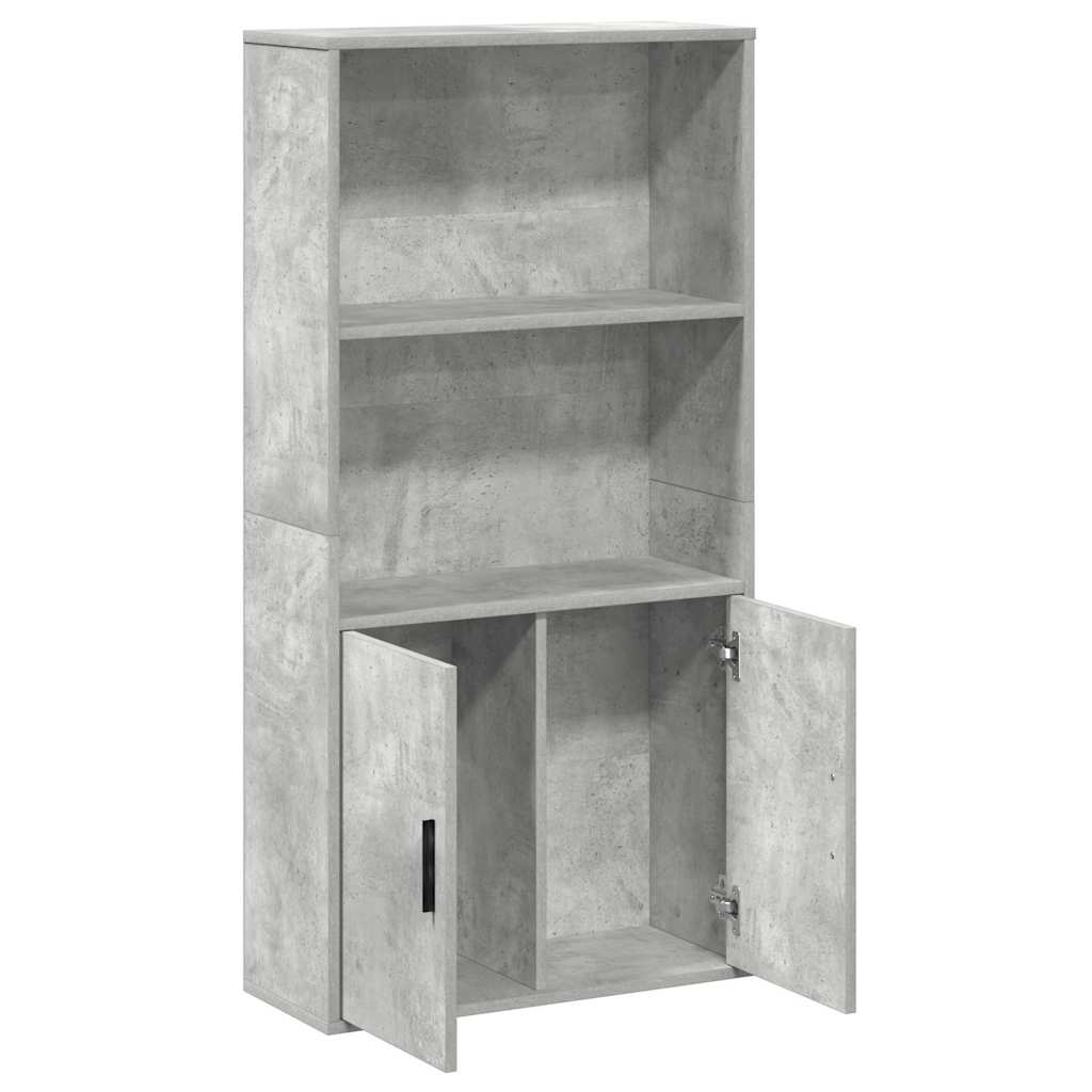 betonszürke szerelt fa könyvespolc 60x24x120 cm