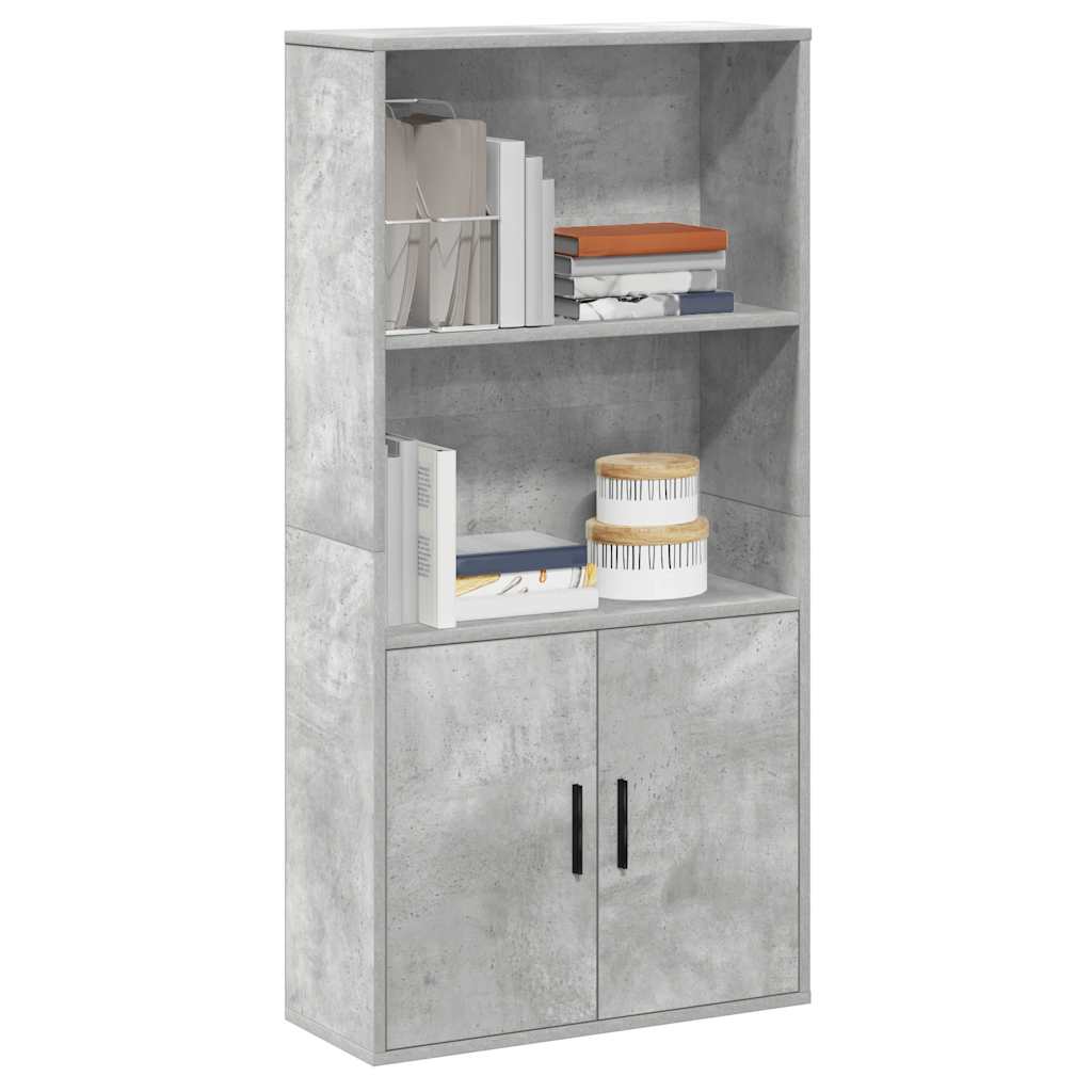 betonszürke szerelt fa könyvespolc 60x24x120 cm