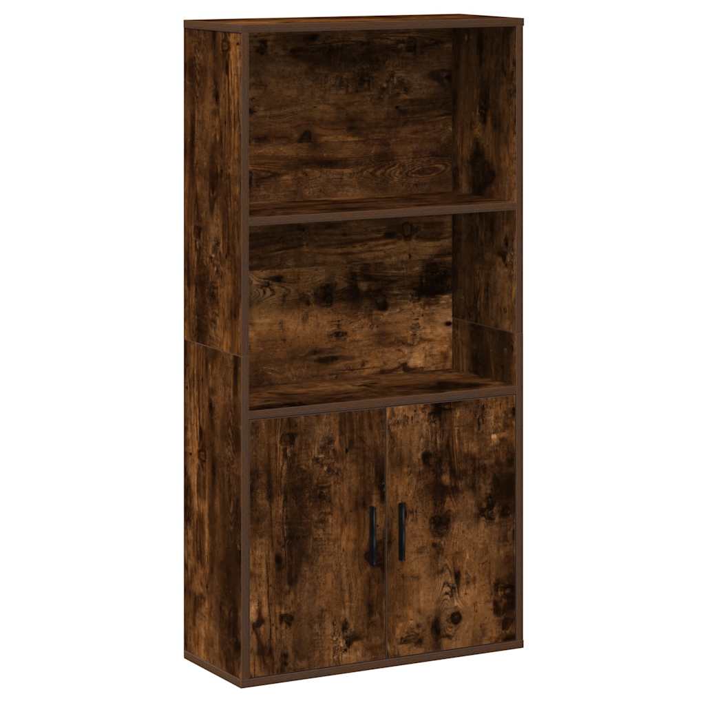 füstös tölgy színű szerelt fa könyvszekrény 60x24x120 cm