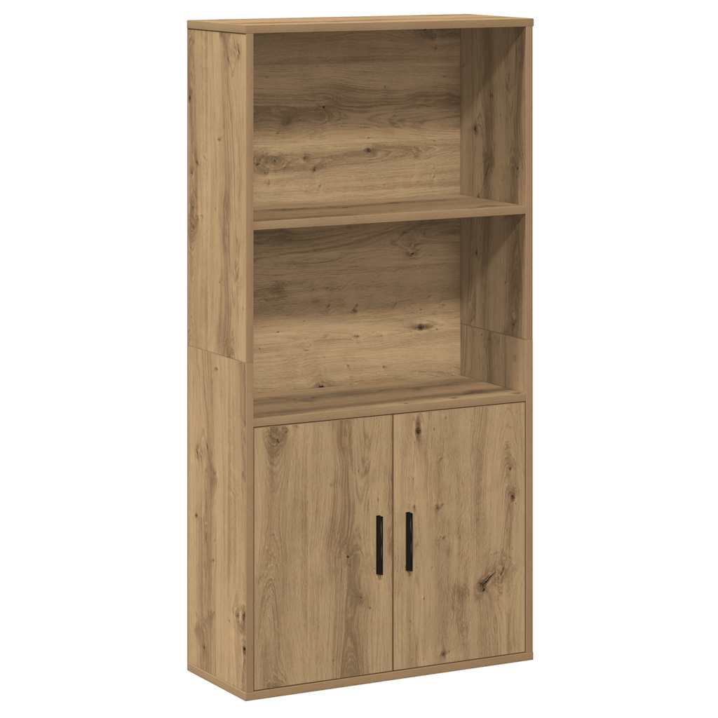 kézműves tölgy színű szerelt fa könyvespolc 60x24x120 cm