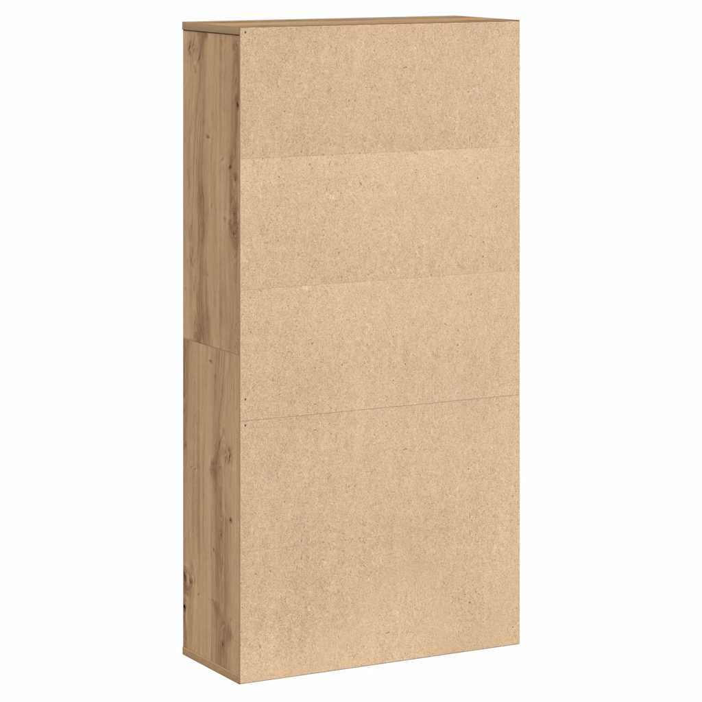 kézműves tölgy színű szerelt fa könyvespolc 60x24x120 cm