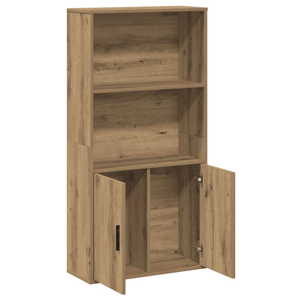 kézműves tölgy színű szerelt fa könyvespolc 60x24x120 cm