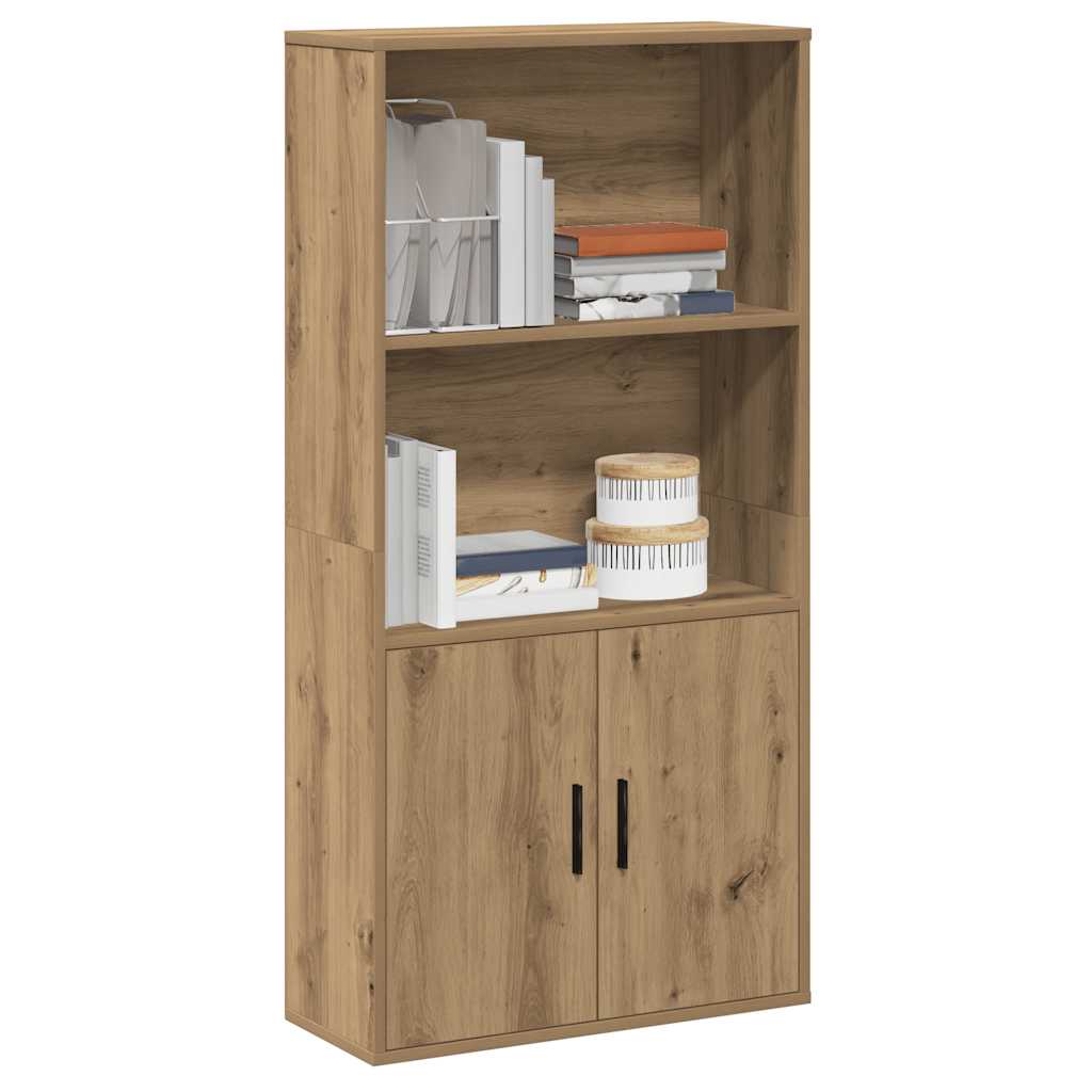 kézműves tölgy színű szerelt fa könyvespolc 60x24x120 cm