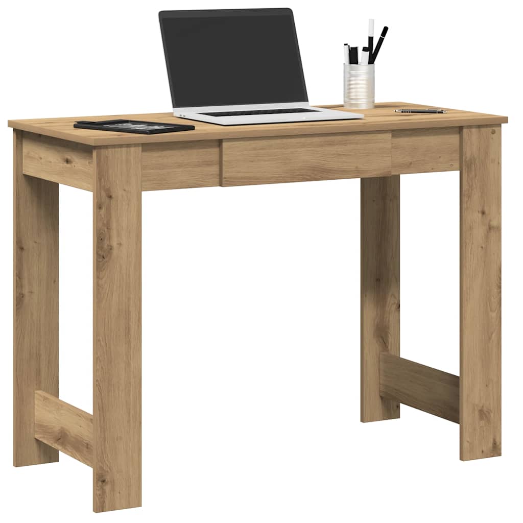 kézműves tölgy színű szerelt fa íróasztal 100x45x75 cm