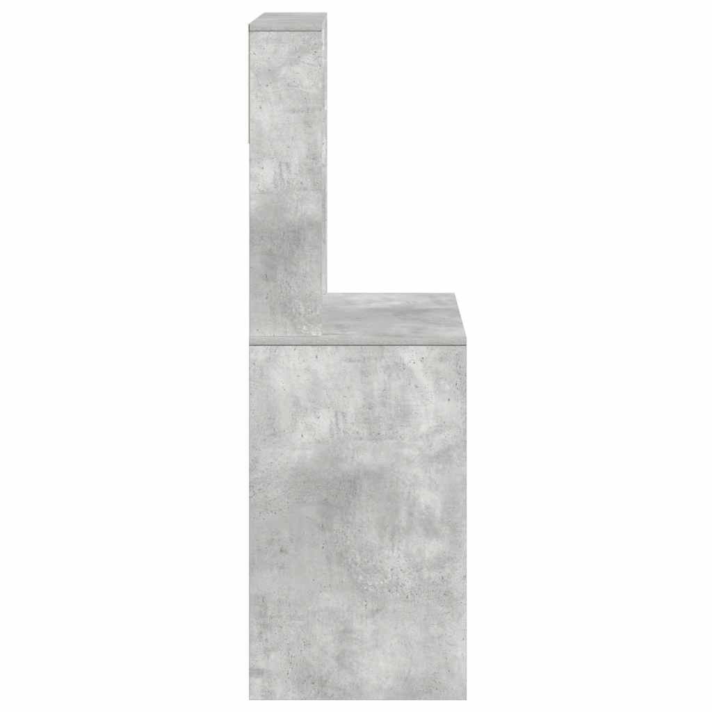betonszürke szerelt fa íróasztal polcokkal 100x45x140 cm