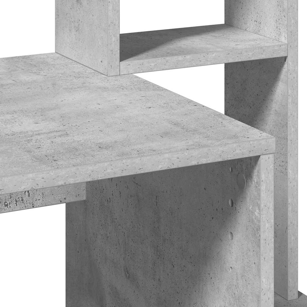 betonszürke szerelt fa íróasztal polcokkal 100x45x140 cm