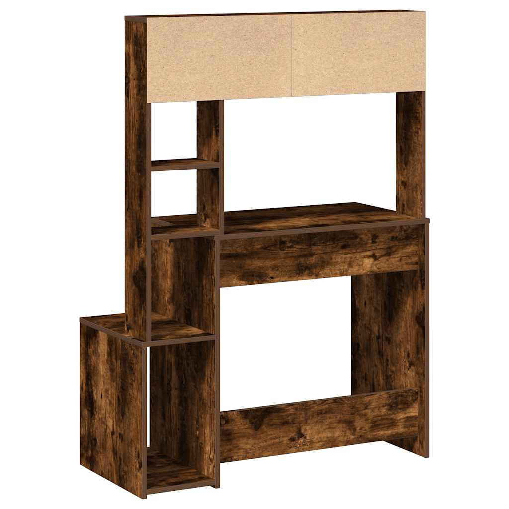 füstös tölgy szerelt fa íróasztal polcokkal 100x45x140 cm
