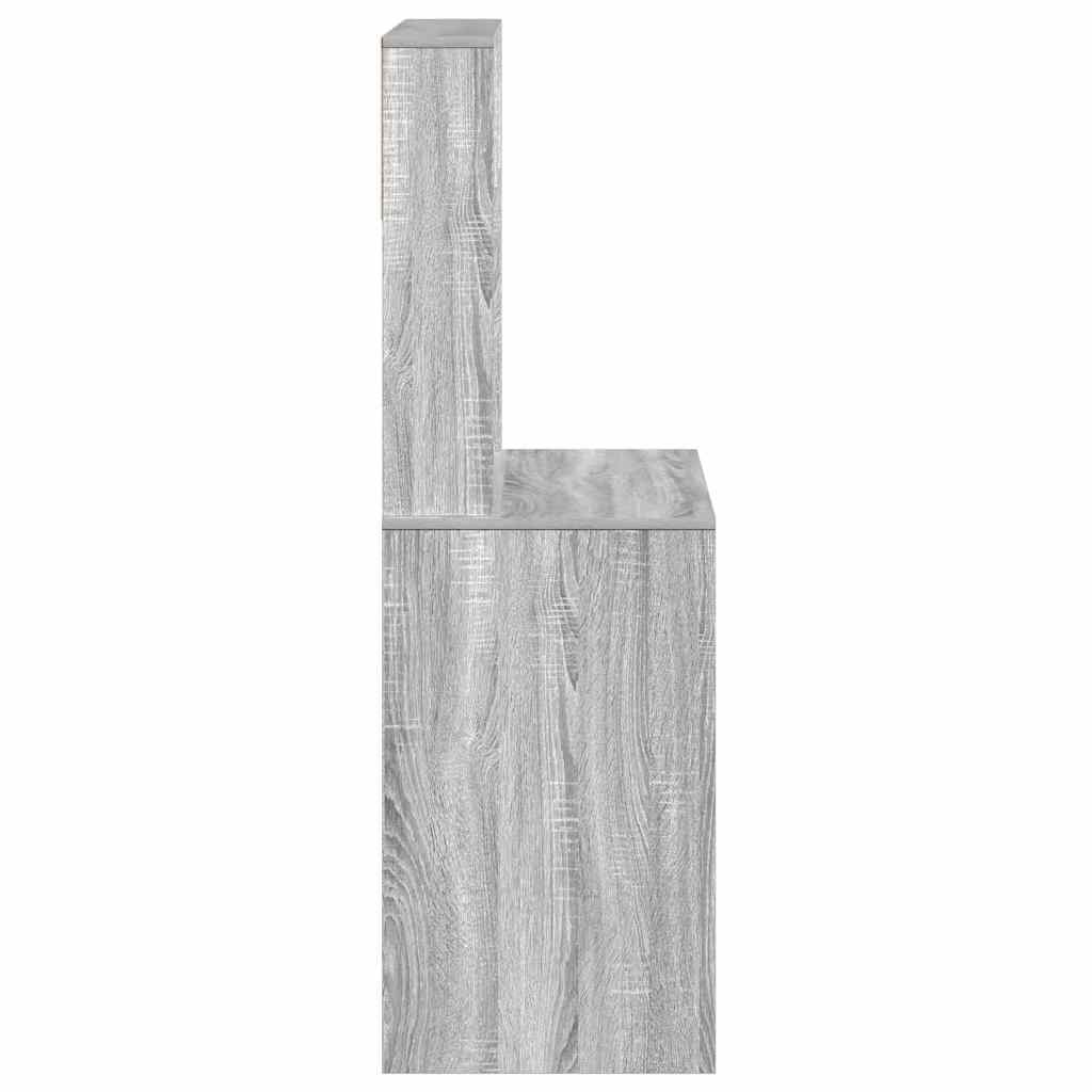 szürke sonoma színű szerelt fa íróasztal polcokkal 100x45x140cm