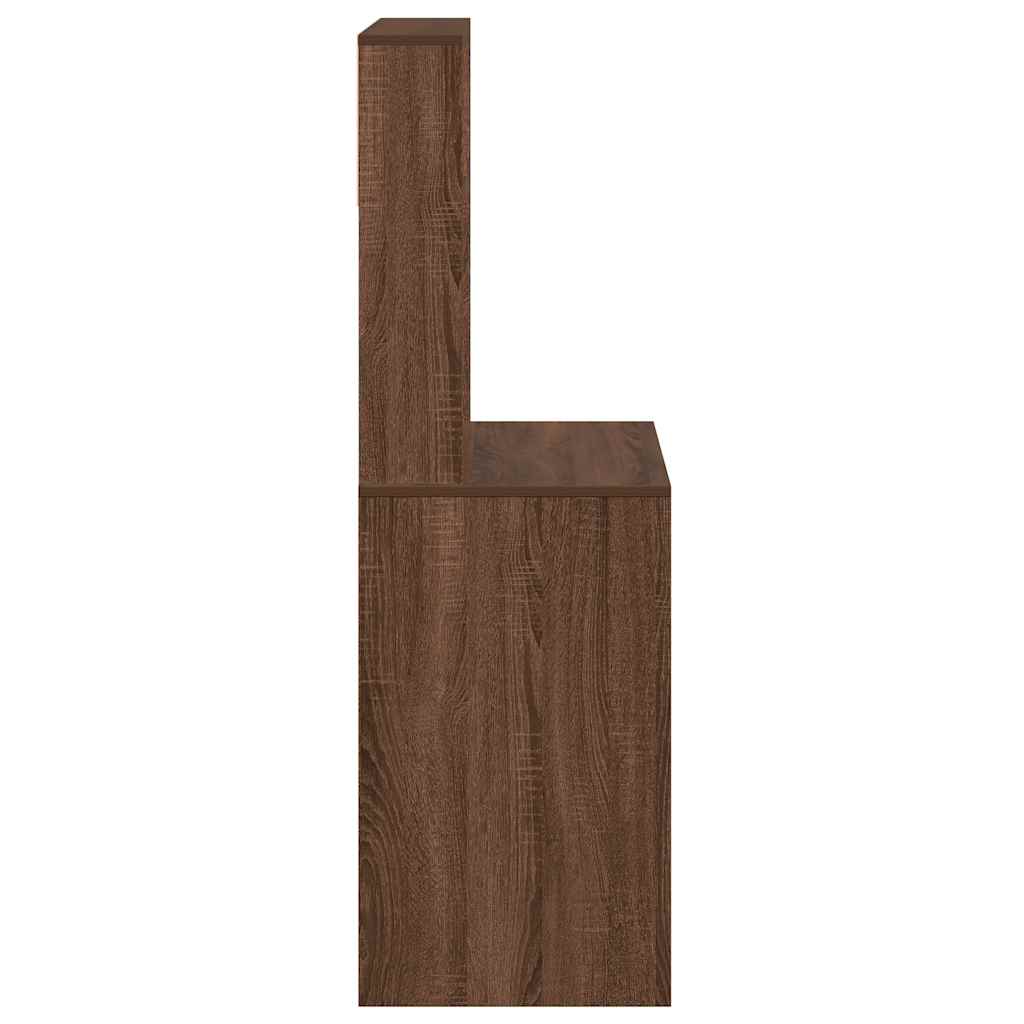 barna tölgy szerelt fa íróasztal polcokkal 100x45x140 cm