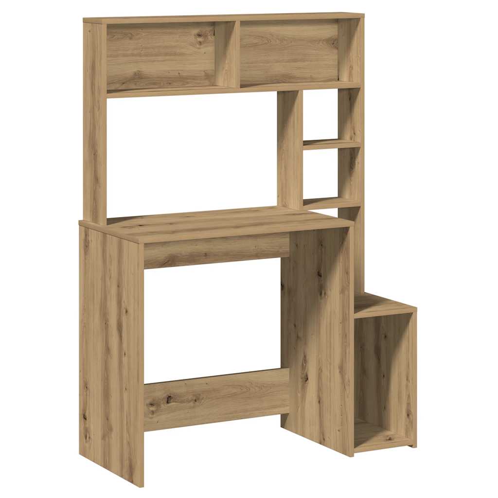 kézműves tölgy szerelt fa íróasztal polcokkal 100x45x140 cm