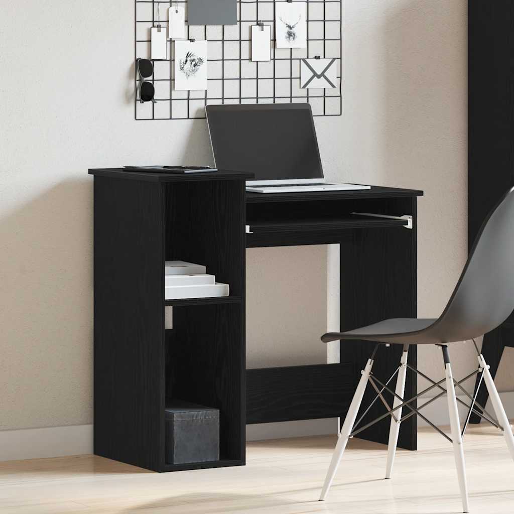 fekete forgácslap íróasztal polcokkal 84x40x78 cm