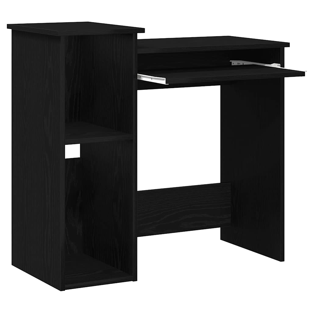 fekete forgácslap íróasztal polcokkal 84x40x78 cm