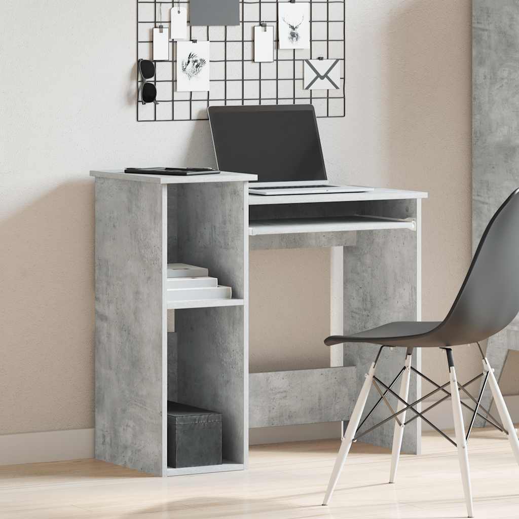 betonszürke forgácslap íróasztal polcokkal 84x40x78 cm