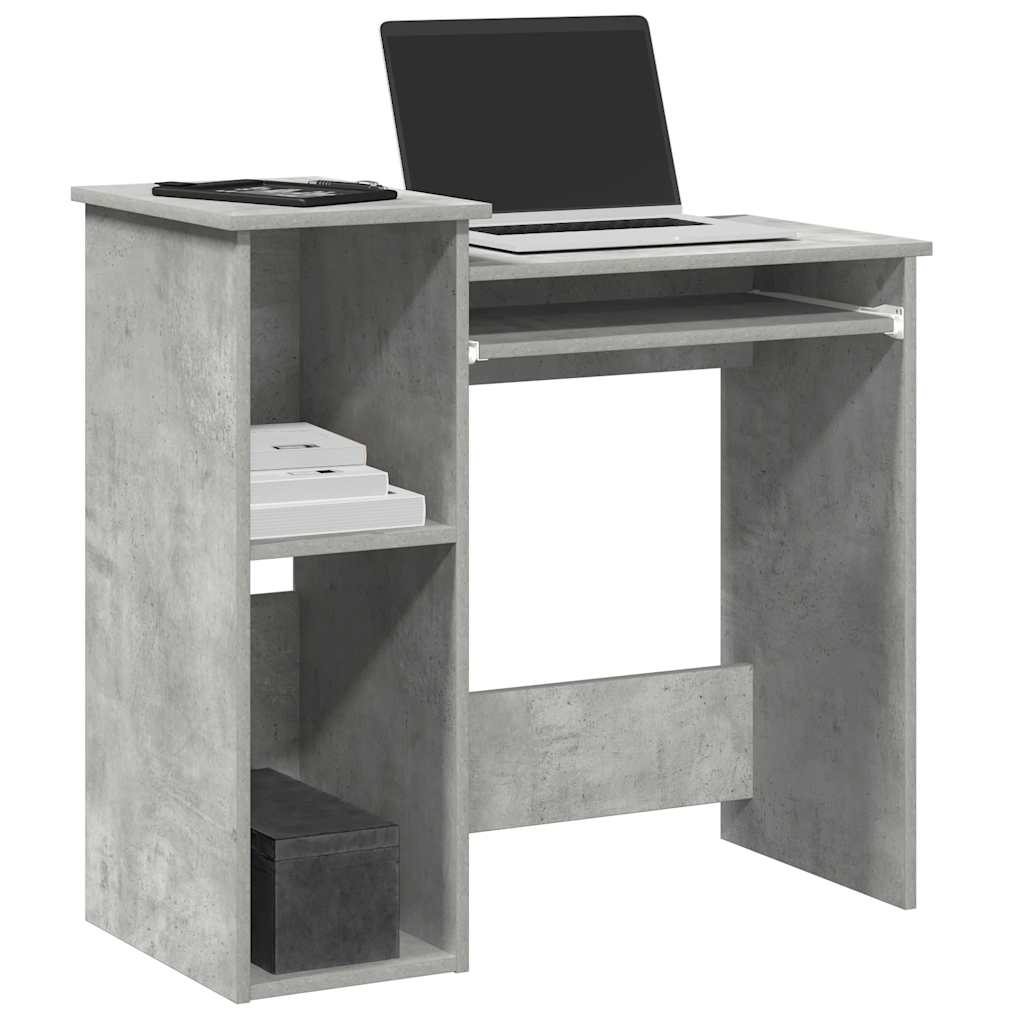 betonszürke forgácslap íróasztal polcokkal 84x40x78 cm