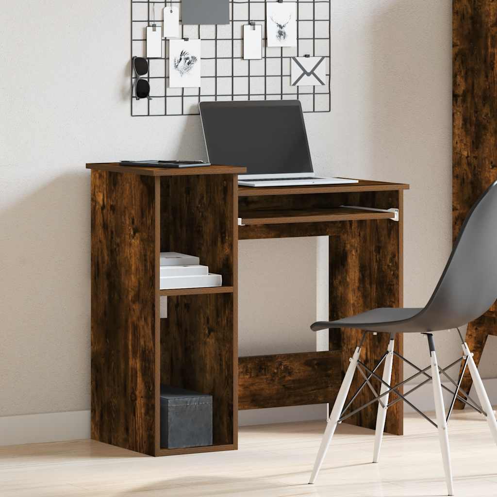 füstös tölgy szerelt fa íróasztal polcokkal 84x40x78 cm