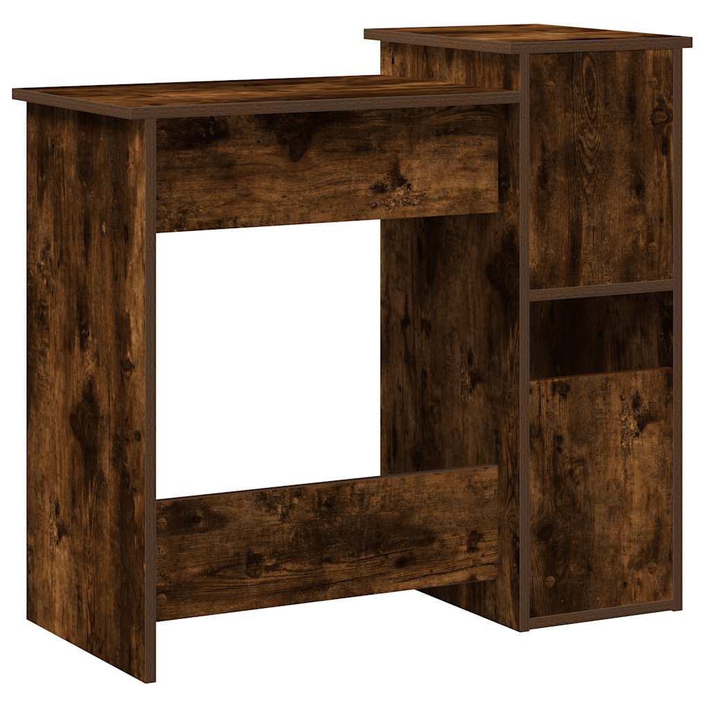 füstös tölgy szerelt fa íróasztal polcokkal 84x40x78 cm