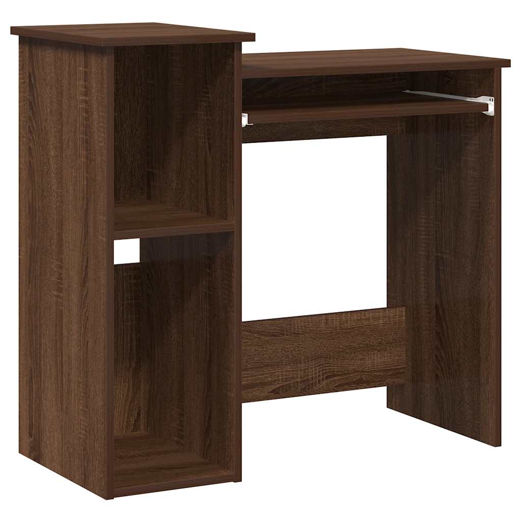 barna tölgy szerelt fa íróasztal polcokkal 84x40x78 cm