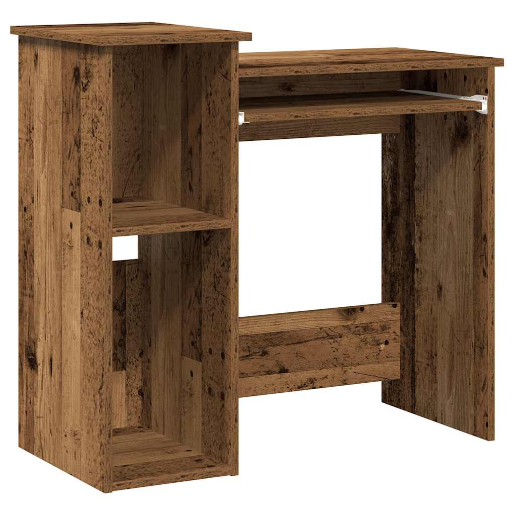antik fa színű szerelt fa íróasztal polcokkal 84x40x78 cm