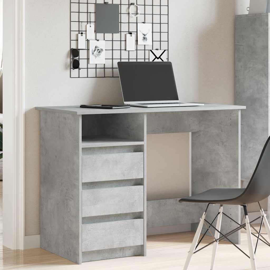 betonszürke szerelt fa íróasztal 102x50x75 cm