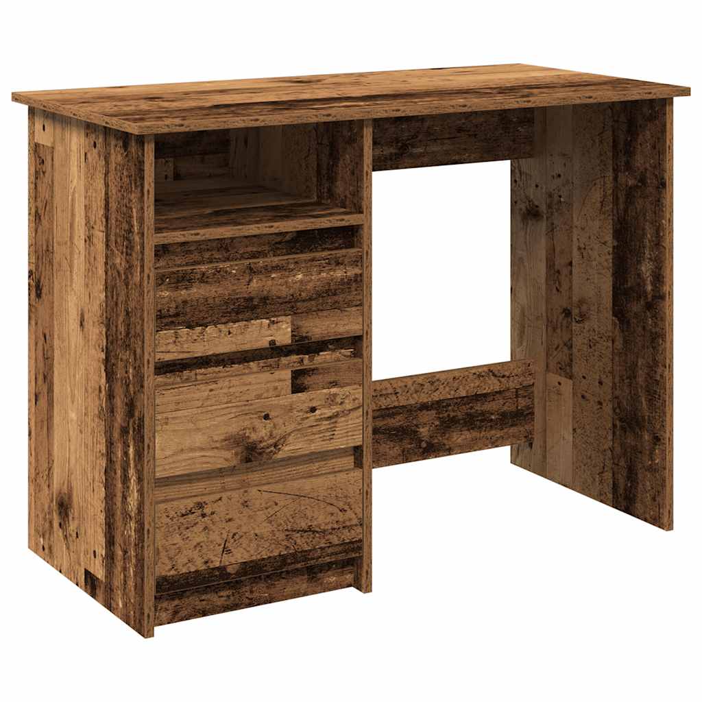 antik fa színű szerelt fa íróasztal 102x50x75 cm