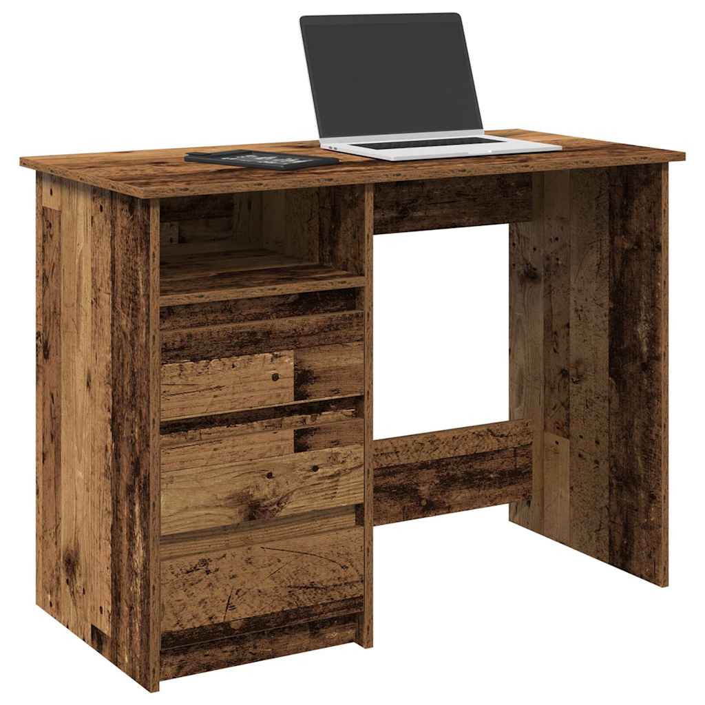 antik fa színű szerelt fa íróasztal 102x50x75 cm