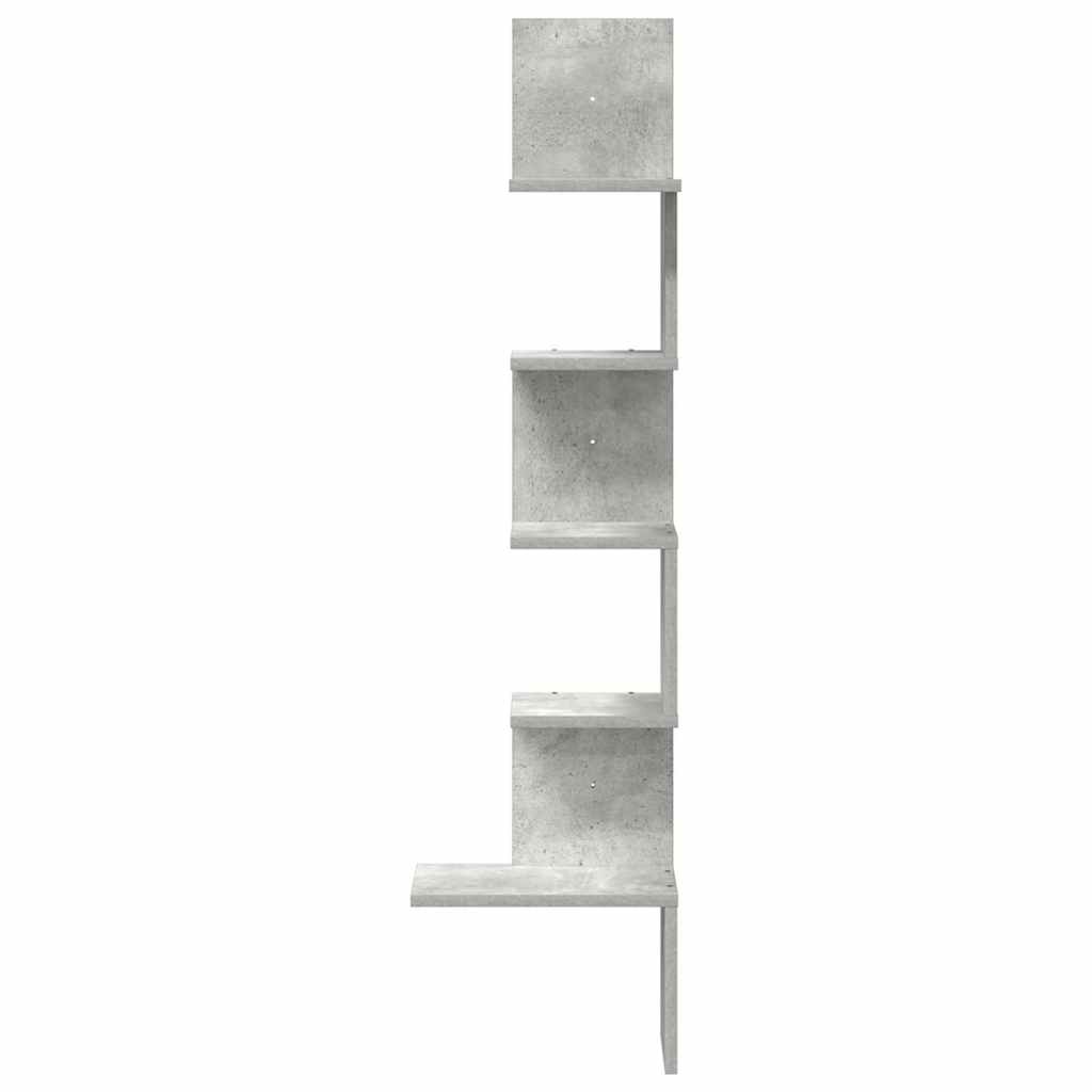 betonszürke forgácslap fali sarokpolc 32x32x127,5 cm