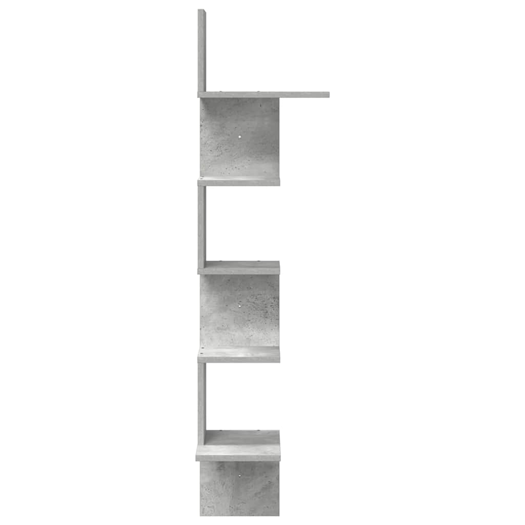 betonszürke forgácslap fali sarokpolc 32x32x127,5 cm