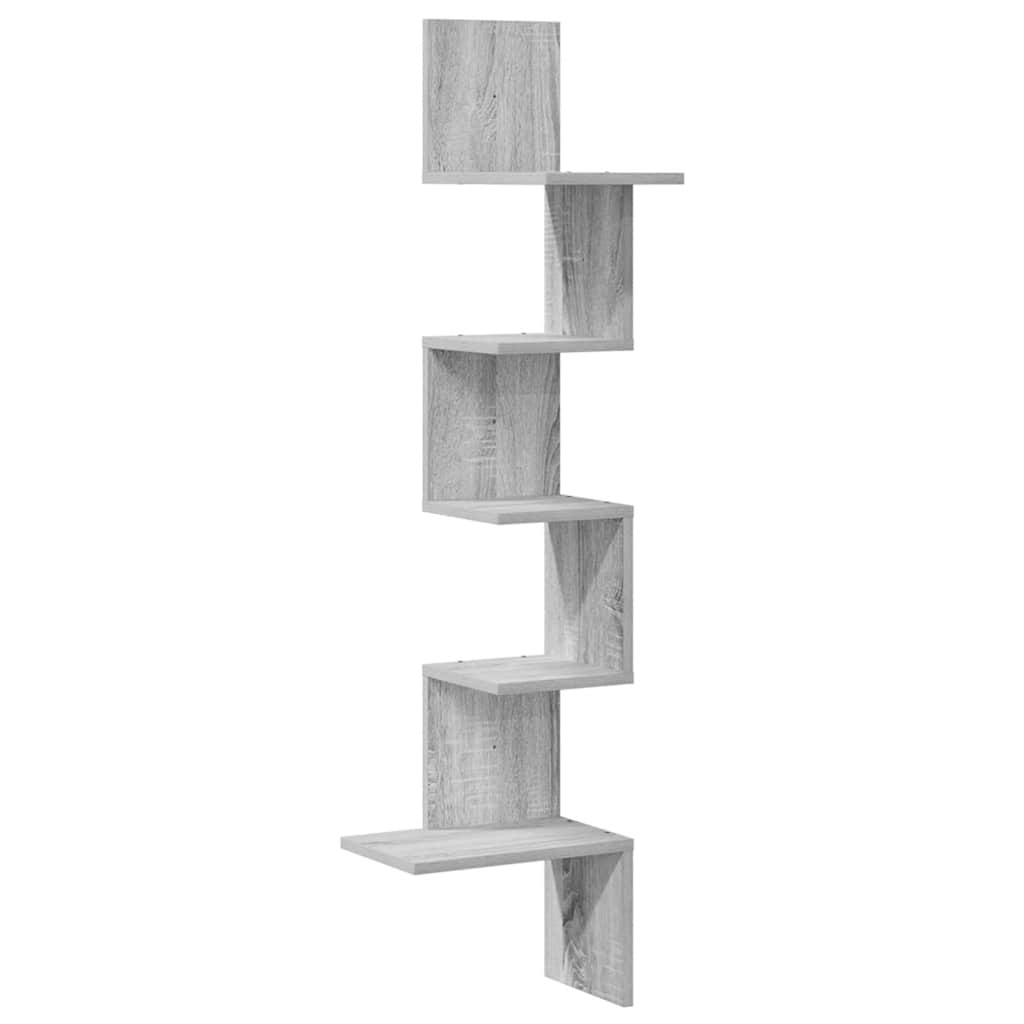 szürke sonoma szerelt fa fali sarokpolc 32x32x127,5 cm