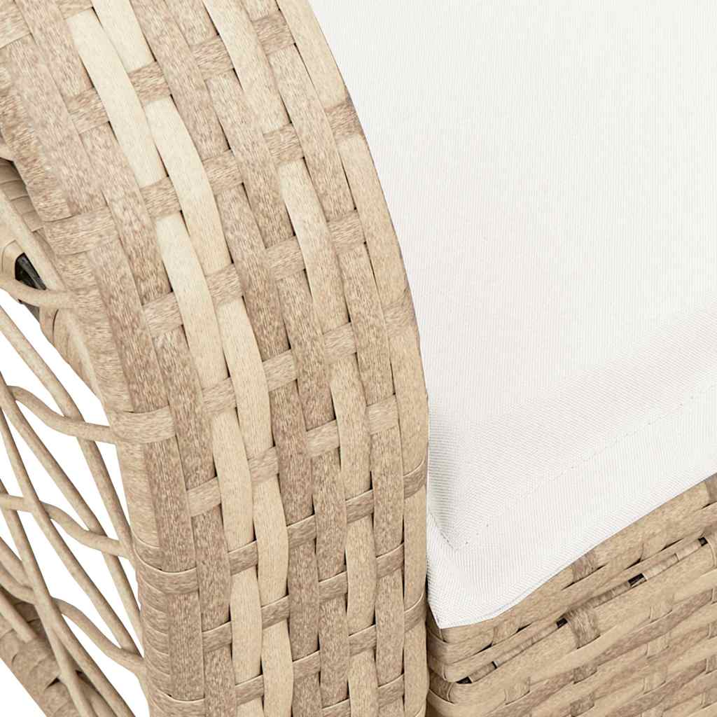 bézs polyrattan kerti hintaszék párnákkal