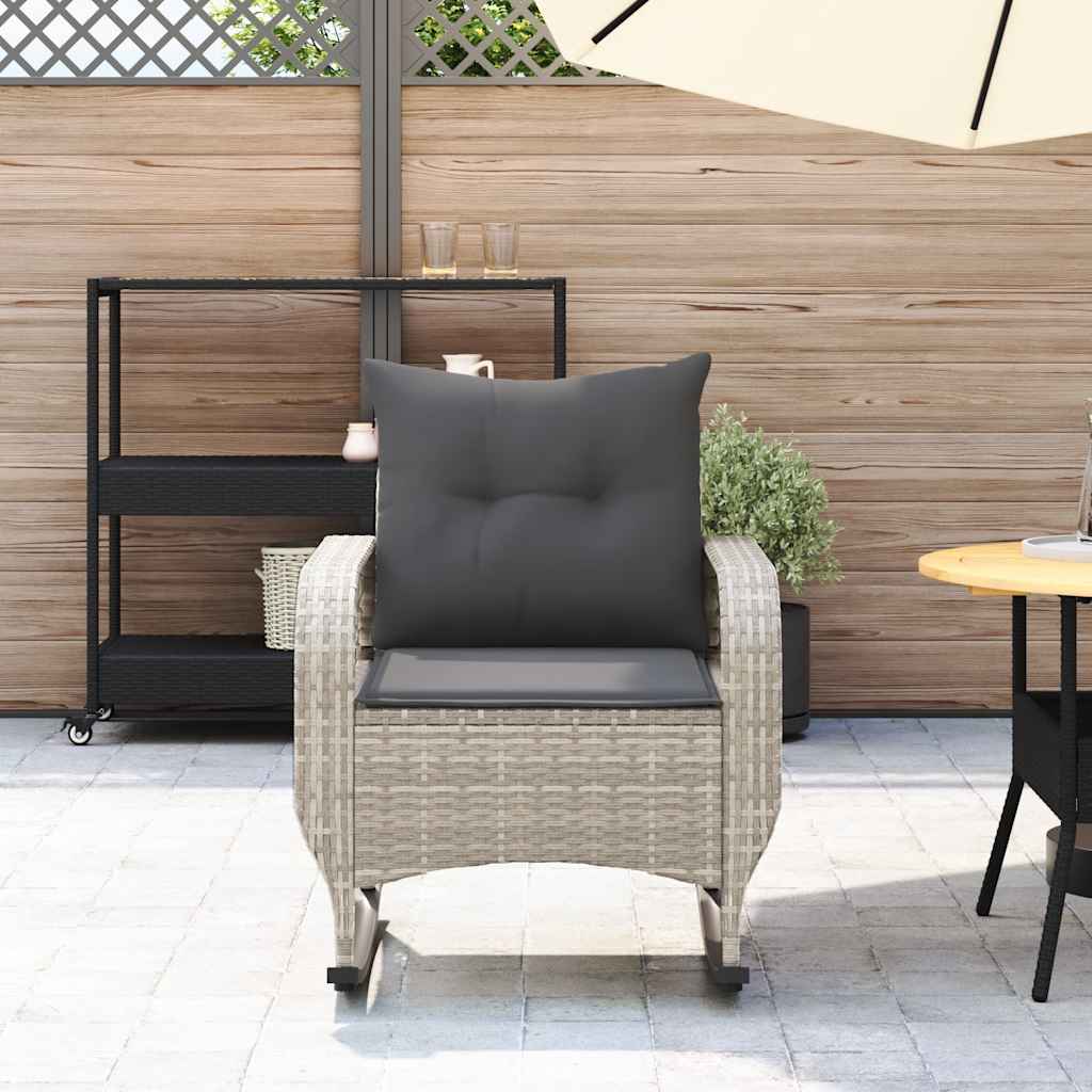szürke polyrattan kerti hintaszék párnákkal