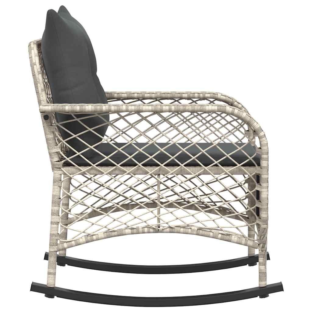 szürke polyrattan kerti hintaszék párnákkal