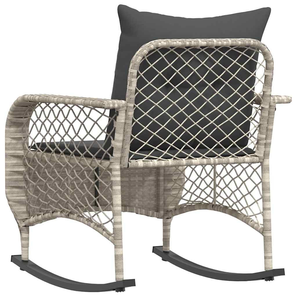 szürke polyrattan kerti hintaszék párnákkal