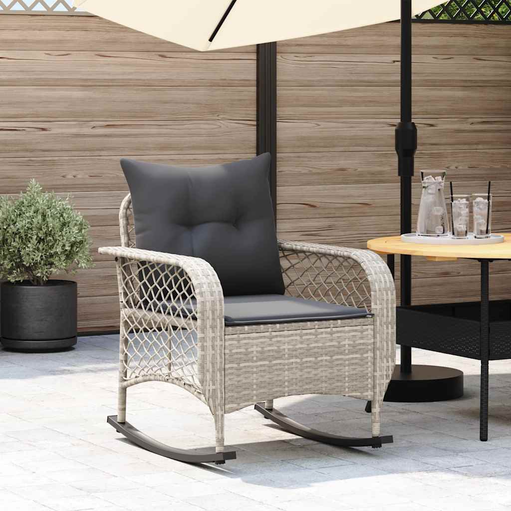 szürke polyrattan kerti hintaszék párnákkal