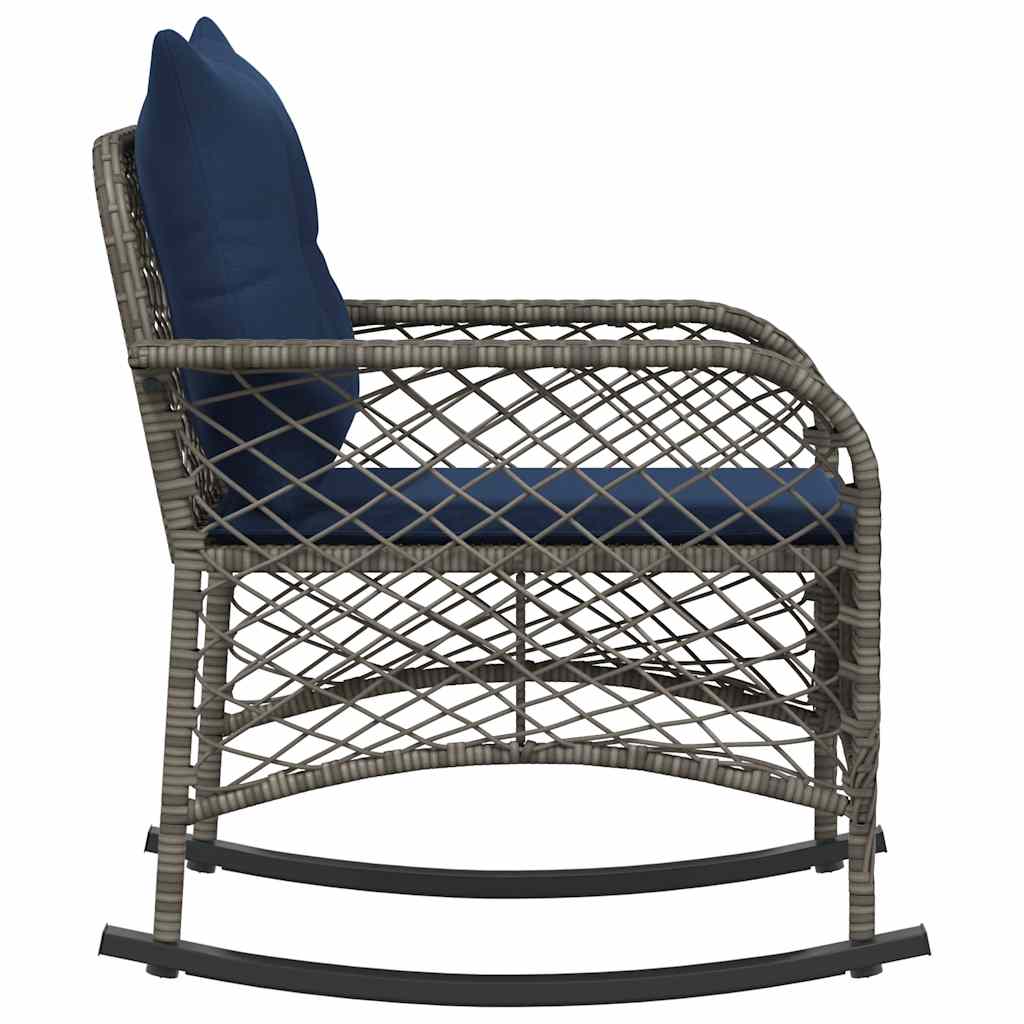 szürke polyrattan kerti hintaszék párnával