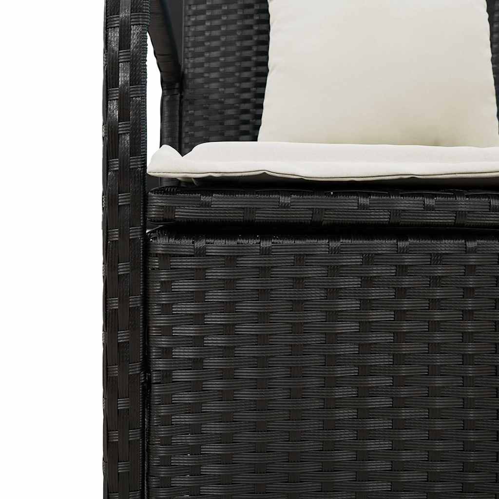 fekete polyrattan kerti tároló pad párnával