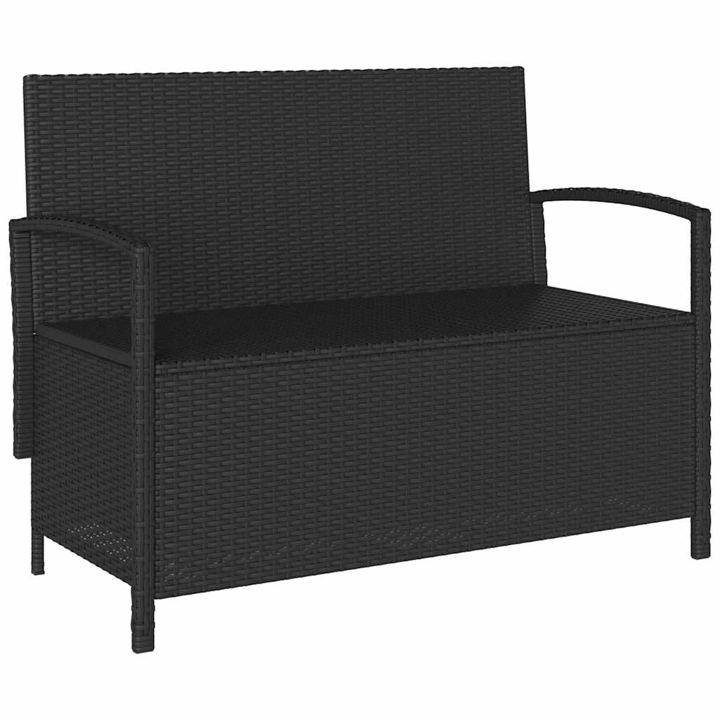 fekete polyrattan kerti tároló pad párnával