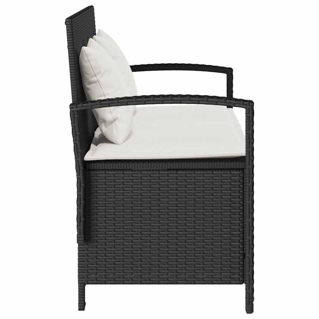 fekete polyrattan kerti tároló pad párnával