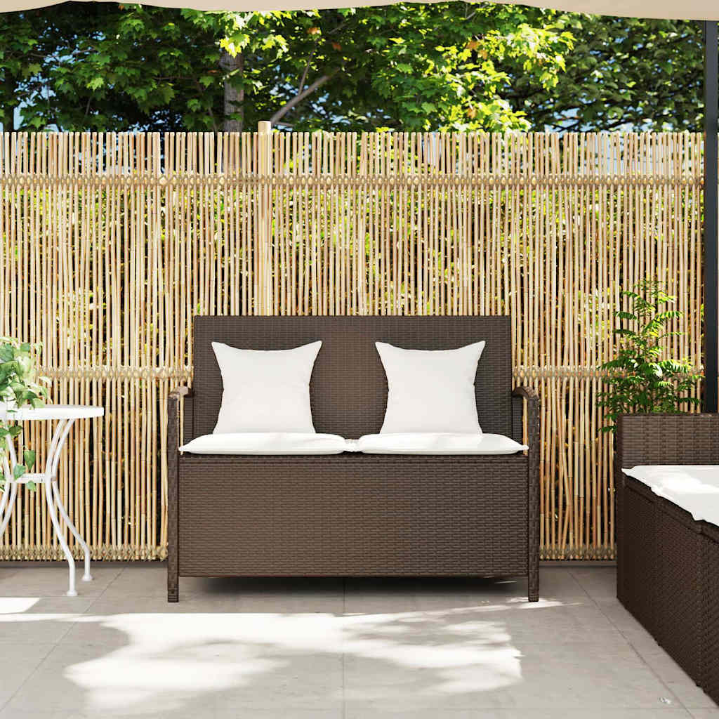 barna polyrattan kerti tárolópad párnával