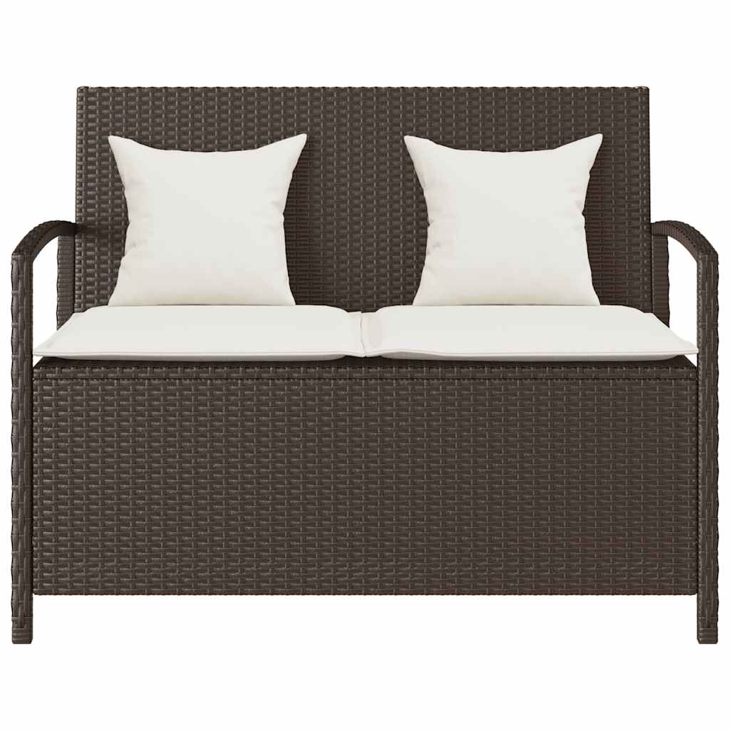 barna polyrattan kerti tárolópad párnával