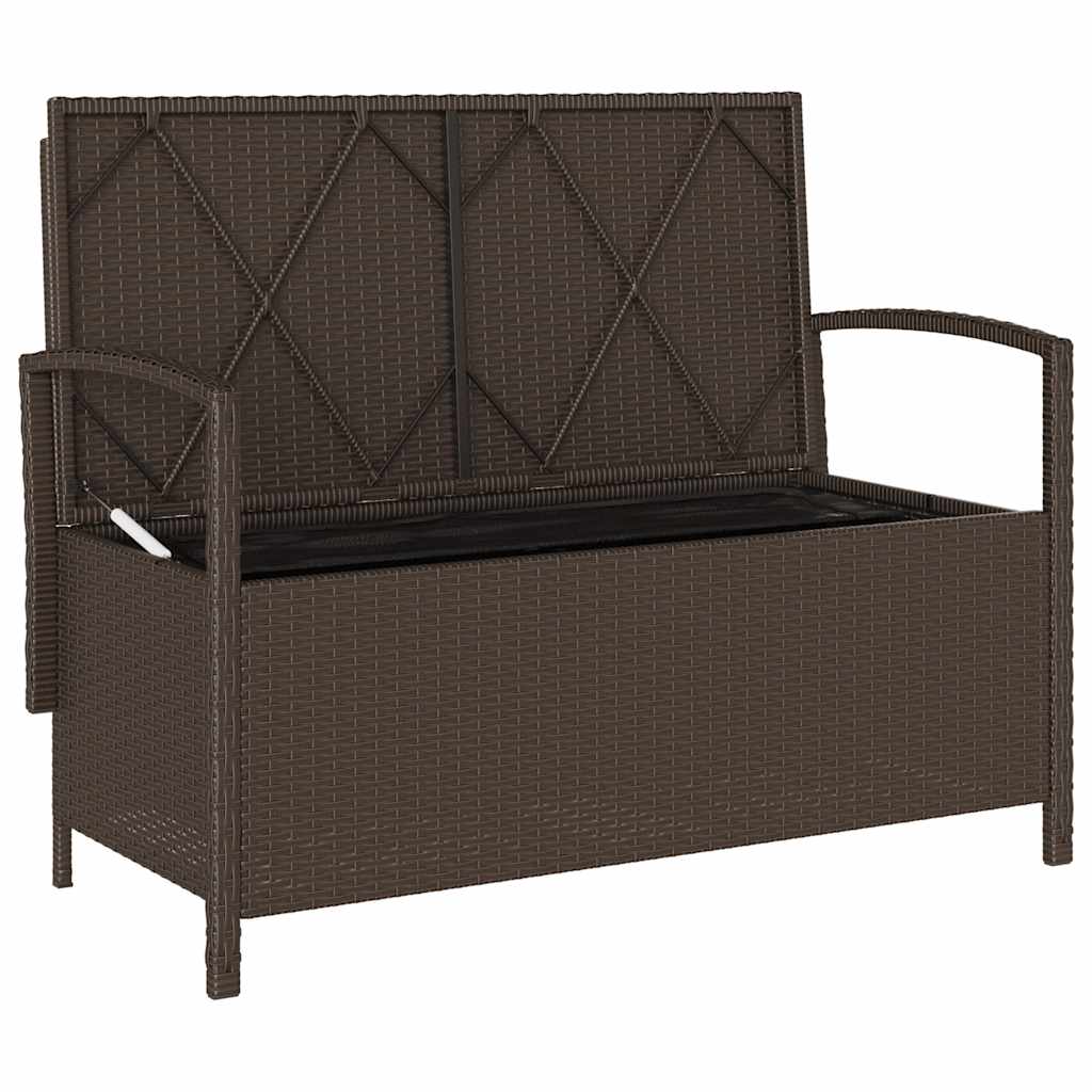 barna polyrattan kerti tárolópad párnával