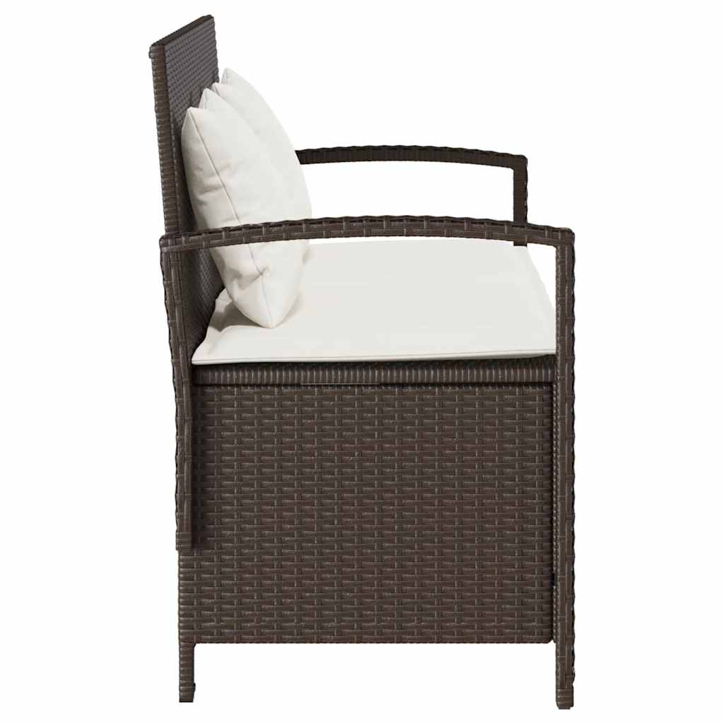 barna polyrattan kerti tárolópad párnával