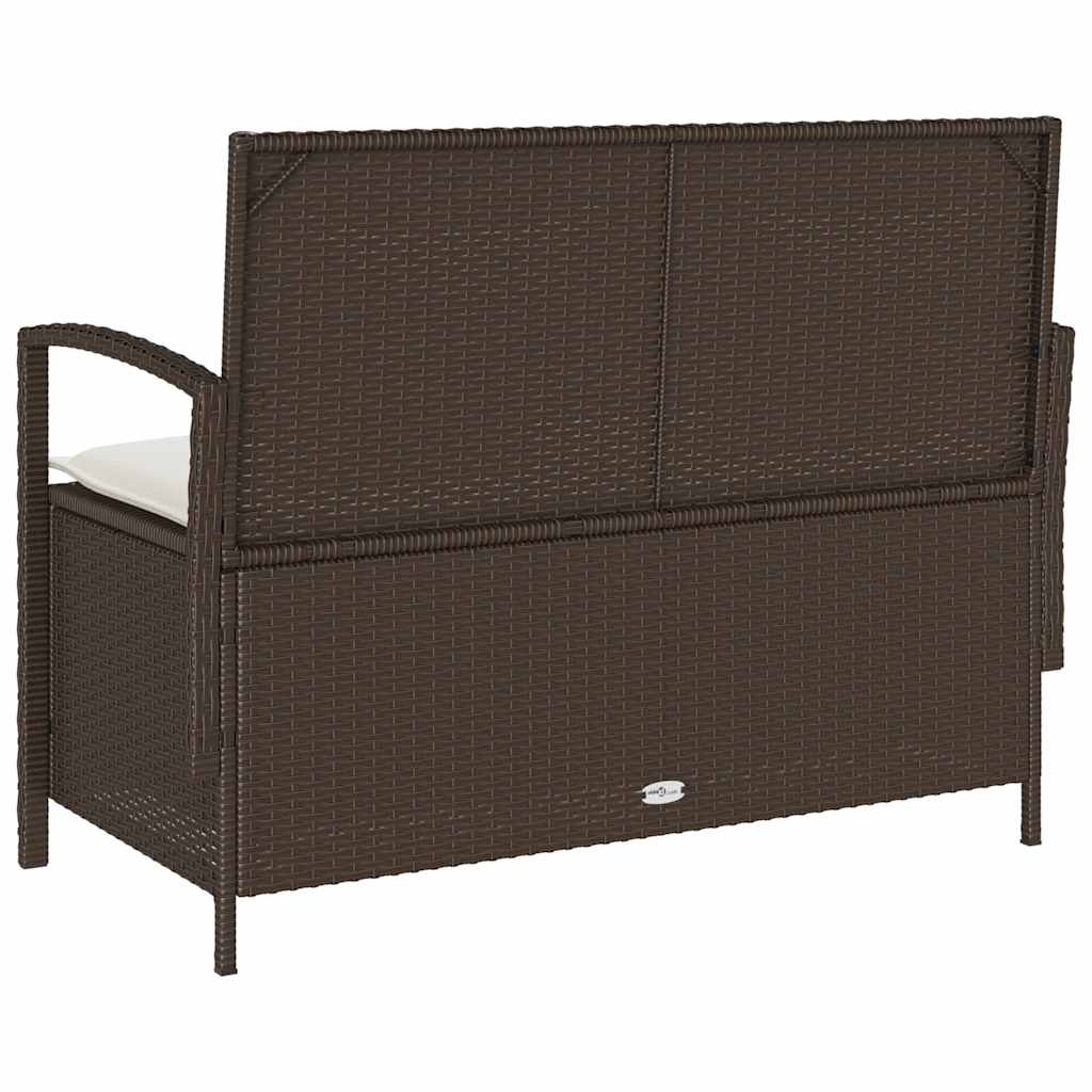 barna polyrattan kerti tárolópad párnával