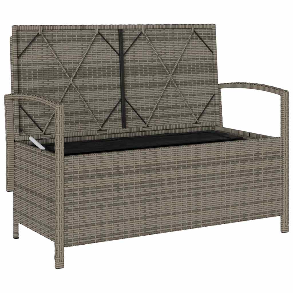 szürke polyrattan kerti tárolópad párnával