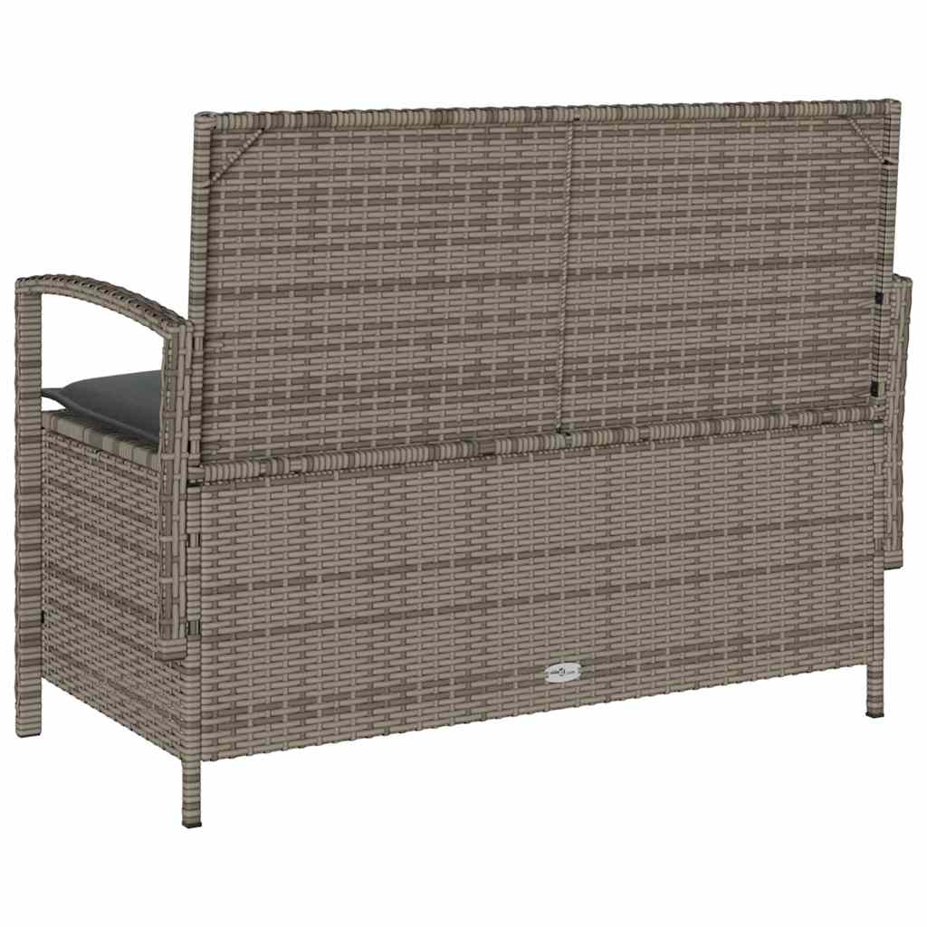 szürke polyrattan kerti tárolópad párnával