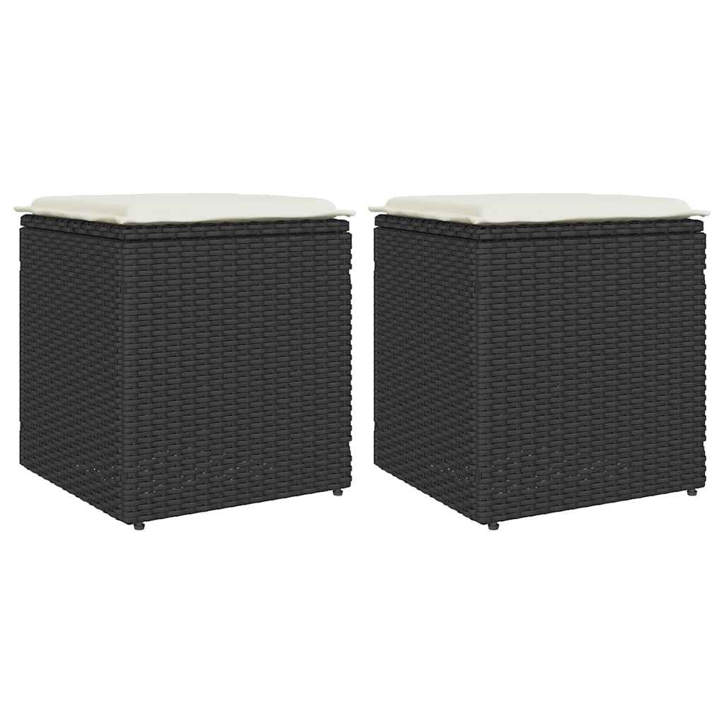 kerti székek párnákkal 2 db fekete 40x40x43 cm polirattan