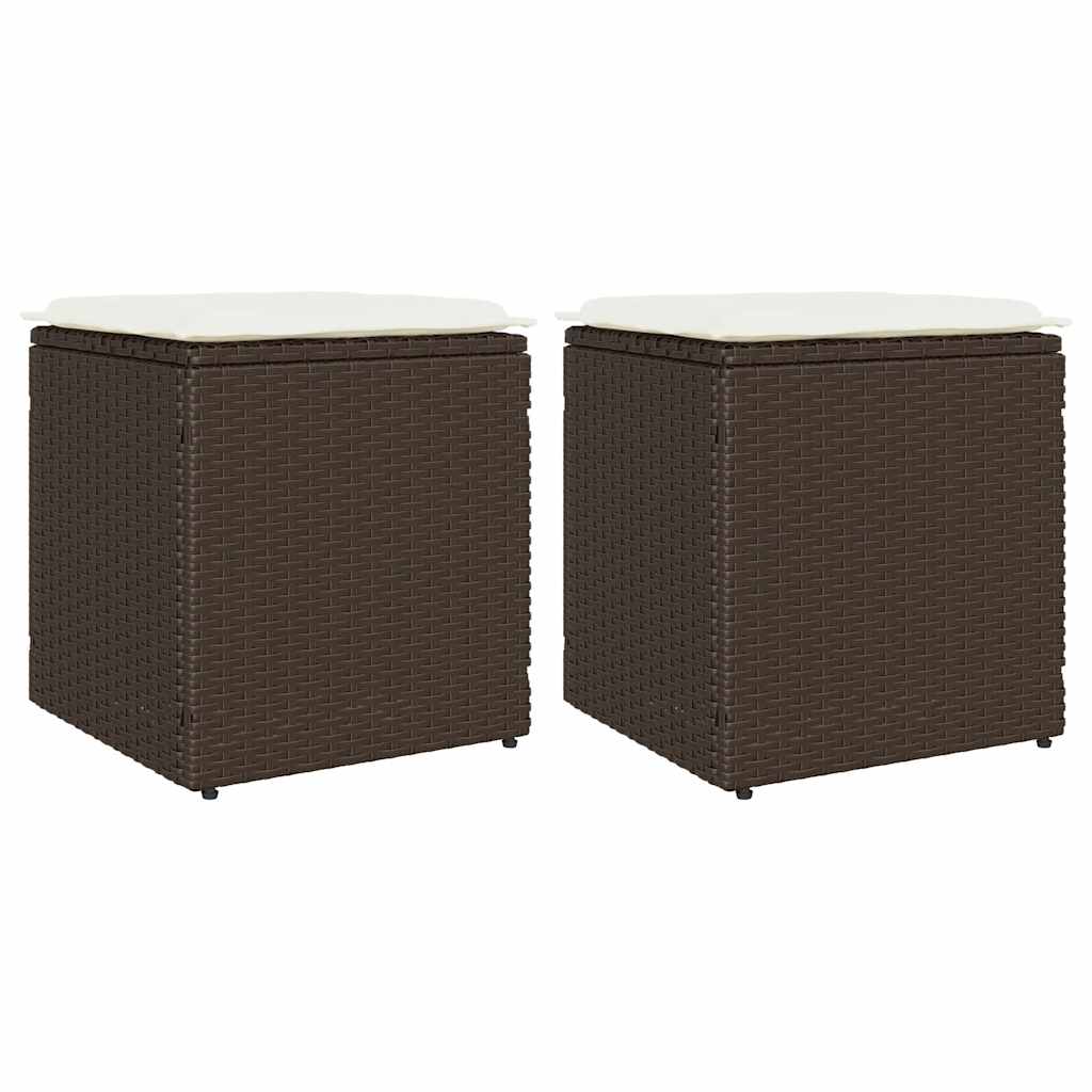 2 db barna polyrattan kerti szék párnával 40x40x43 cm